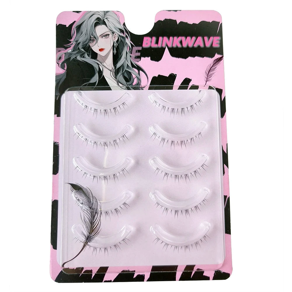 BLINKWAVE 5 Pairs Clear Band Lower False Eyelashes – Natural Manga Bottom Lashes