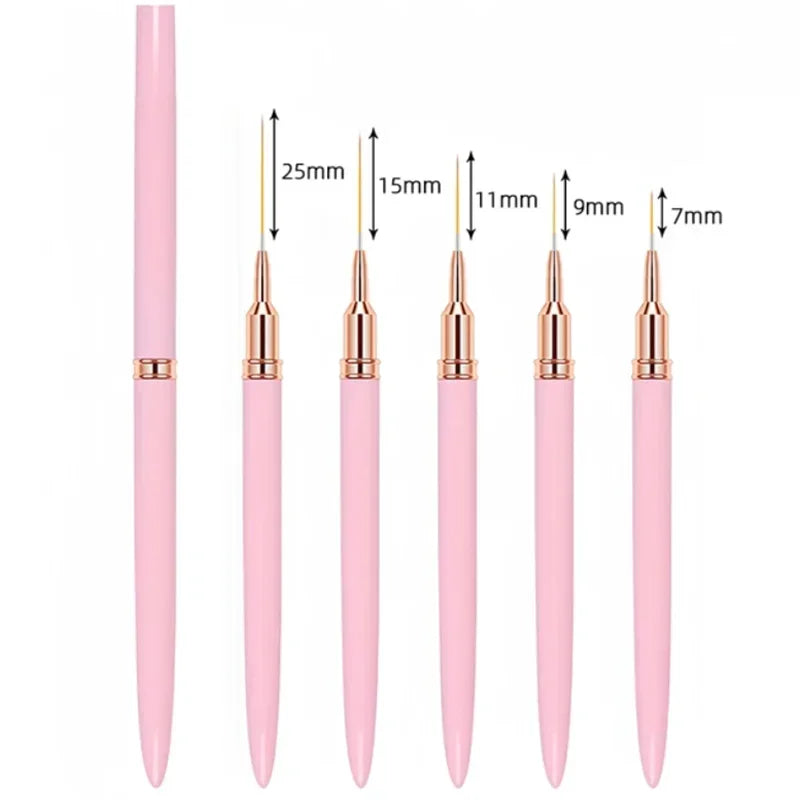 Juego de 5 pinceles delineadores para uñas LuxuryGlow YIKOOLIN: pinceles de gel UV para uñas francesas y diseño de uñas artísticas.