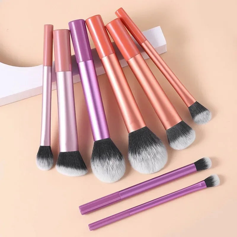 RUZOFO 8-Piece Professional Black Glossy Makeup Brush Set – Complete Kit for Face & Eyes