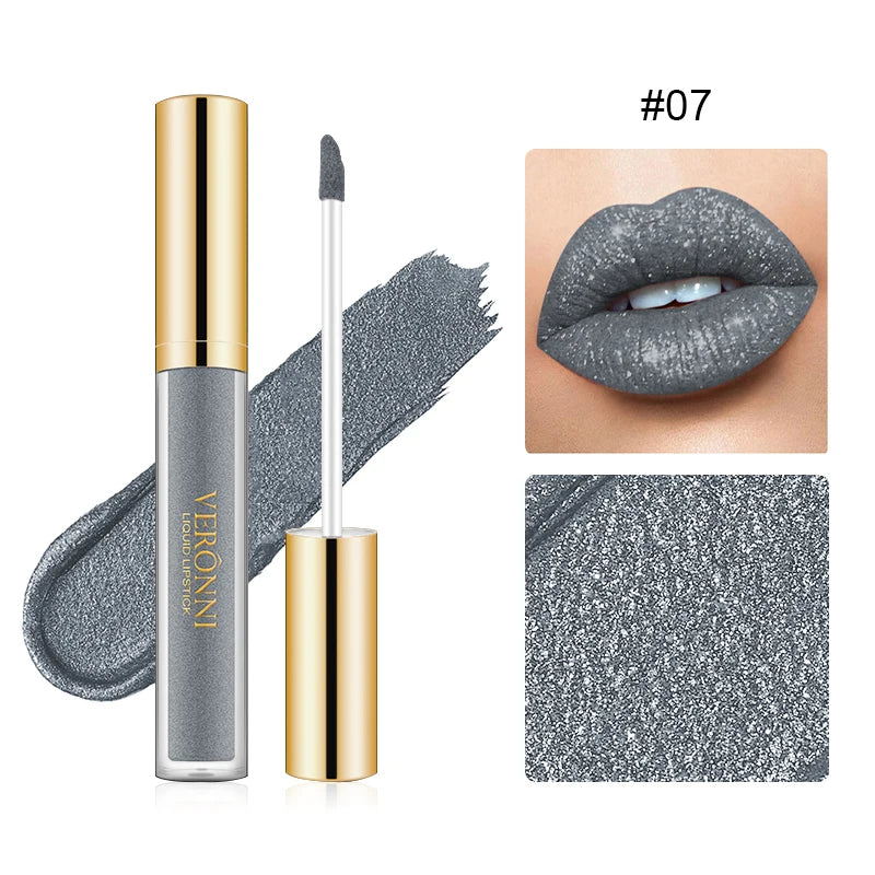 Set de labiales líquidos con purpurina LuxuryGlow de 15 colores: brillo labial duradero, resistente al agua y brillante.