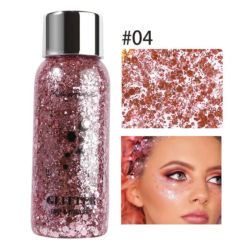 MAXFINE Full Body Glitter Gel – Long-Lasting Eye, Hair & Body Sparkle