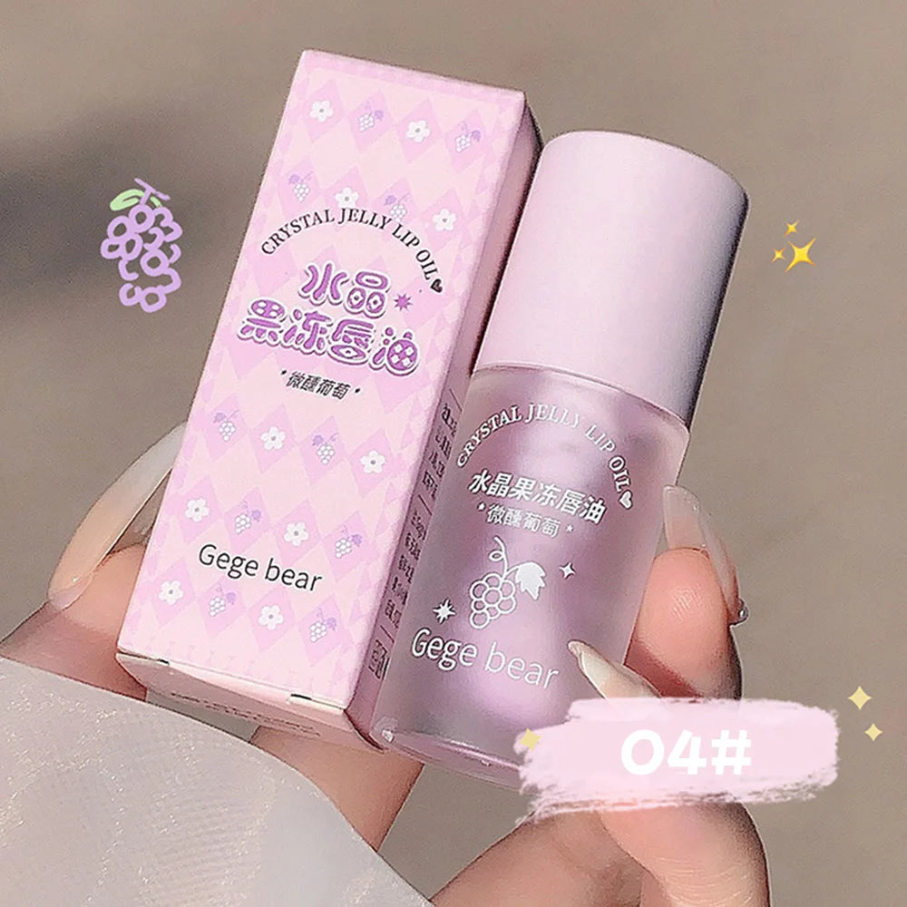 Aceite labial Crystal Jelly de Gege Bear: brillo hidratante de frutas para labios suaves y nutridos.
