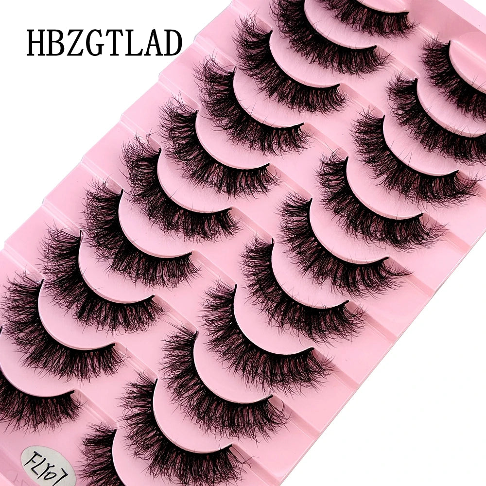 HBZGTLAD 10 pares de pestañas postizas de visón sintético: pestañas postizas rizadas 3D naturales y hechas a mano