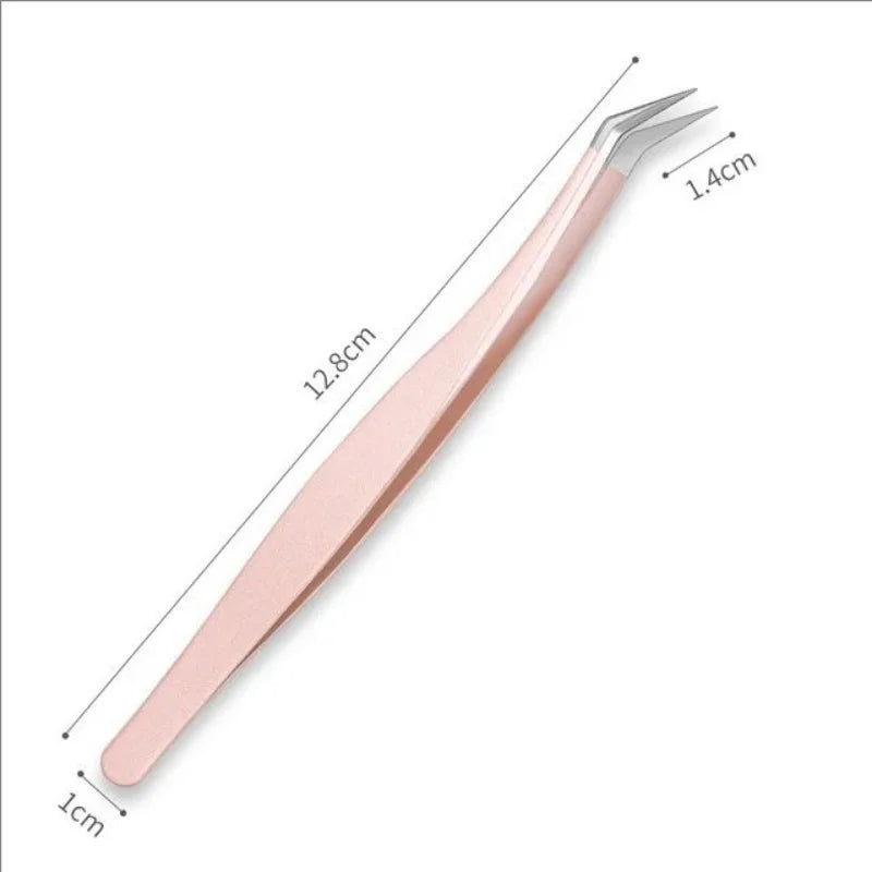 LuxuryGlow MJ Stainless Steel Eyelash Extension Tweezers – Precision 3D Lash Tool