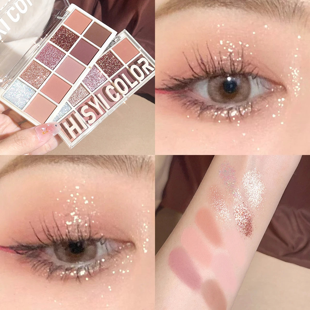 HISYI 10-Color Eyeshadow Palette – Matte, Shimmer & Glitter Waterproof Long-Lasting