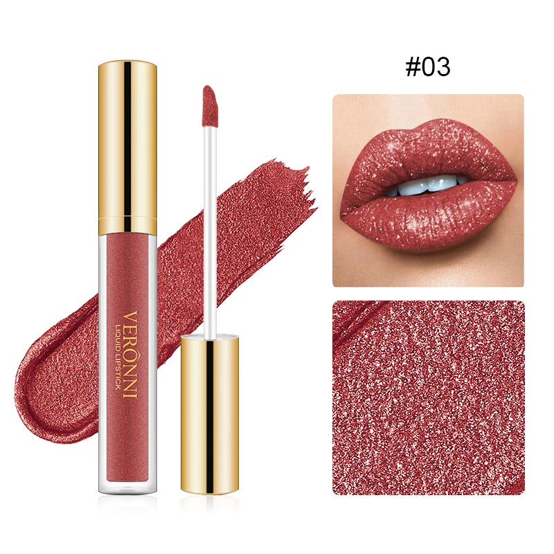 Set de labiales líquidos con purpurina LuxuryGlow de 15 colores: brillo labial duradero, resistente al agua y brillante.