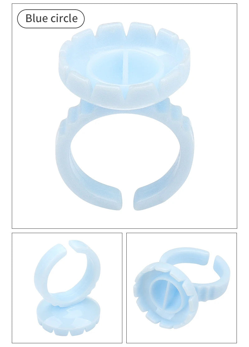 RPXBGUCKARHG 50/100PCS Disposable Eyelash Glue Ring Holders | Lash Extension Tool