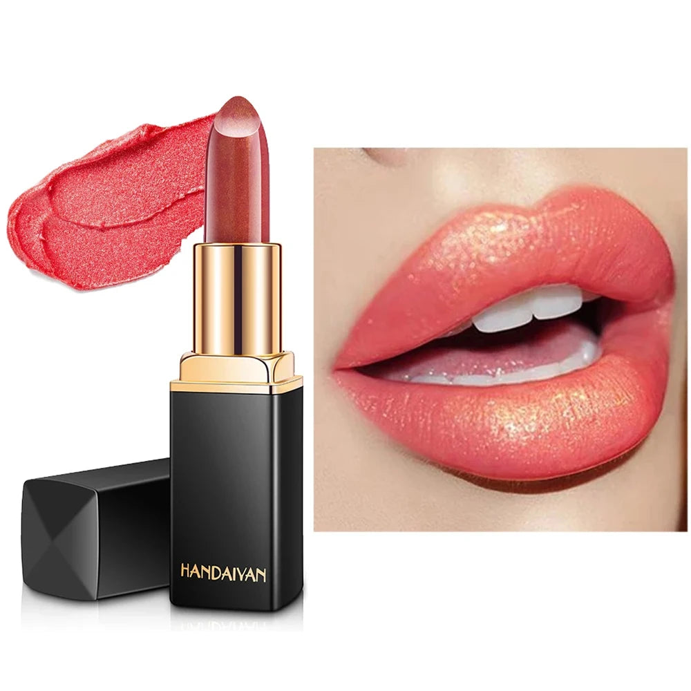 Lápiz labial hidratante Handaiyan Pearl: 9 colores, brillo duradero
