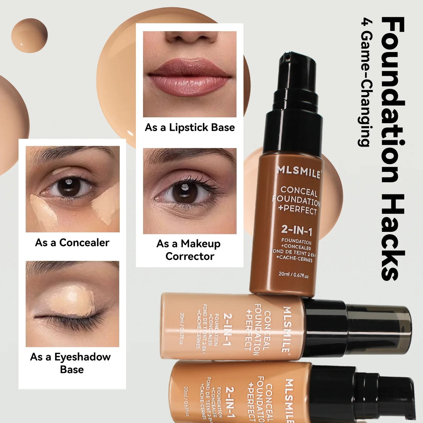 Base de maquillaje en polvo de 6 colores MLSMILE: resistente al agua, de larga duración y con control de grasa.