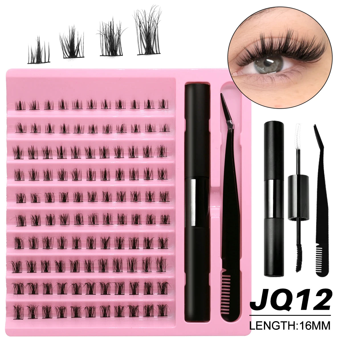 GROINNEYA DIY Lash Extension Kit – Waterproof Lash Bond & Seal with Tweezers for Salon-Quality Lash Clusters at Home