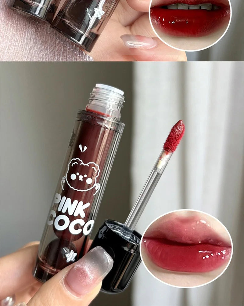 PINKCOCO Mirror Lip Glaze: brillo nude de larga duración con brillo iluminador