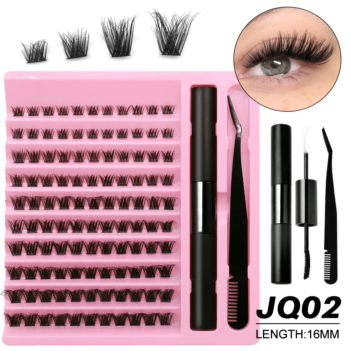 GROINNEYA DIY Lash Extension Kit – Waterproof Lash Bond & Seal with Tweezers for Salon-Quality Lash Clusters at Home