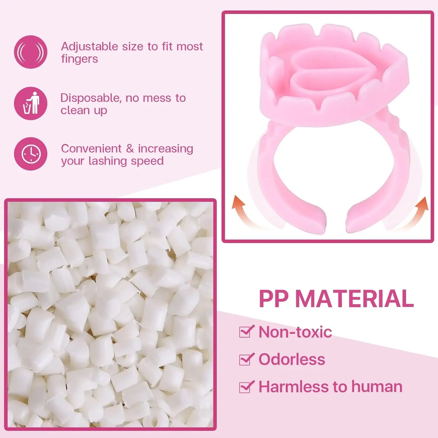 FOEONCO 100PCS Disposable Heart-Shaped Glue Rings – Eyelash & Tattoo Pigment Cups