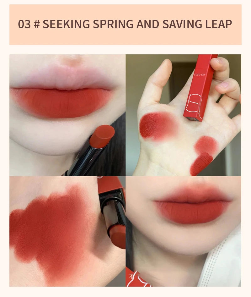 Lápiz labial mate HERORANGE TX010: resistente al agua y al sudor, 2 en 1 para labios y mejillas