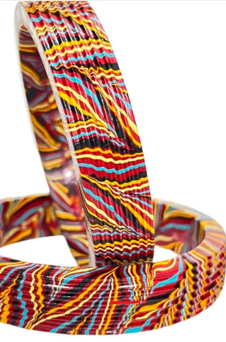 LuxuryGlow Lac Bangles Red Lac Bangles – Handmade Karigari Artistry with Multicolor Wave Patterns