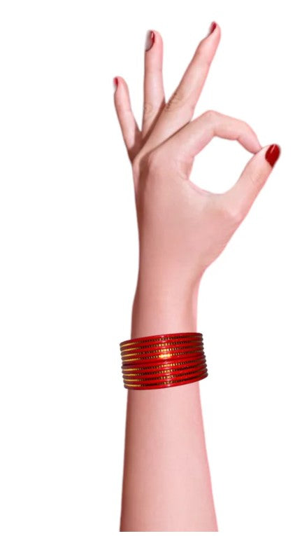 LuxuryGLow Lac Bangles Handmade Red Lac Bangles – Gold Plated Antique Finish | LuxuryGLow