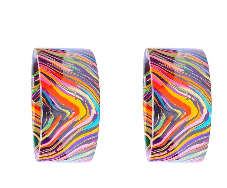 LuxuryGlow Lac Bangles Juli Kada Handmade Lac Bangle – Black Base with Colorful Squiggles | LuxuryGlow