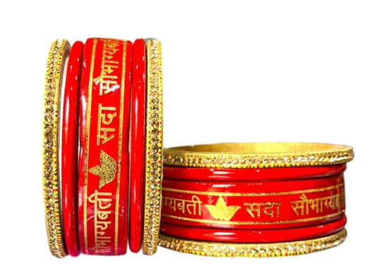 LuxuryGlow Lac Bangles Red Set – Sada Saubhagyavati Design |