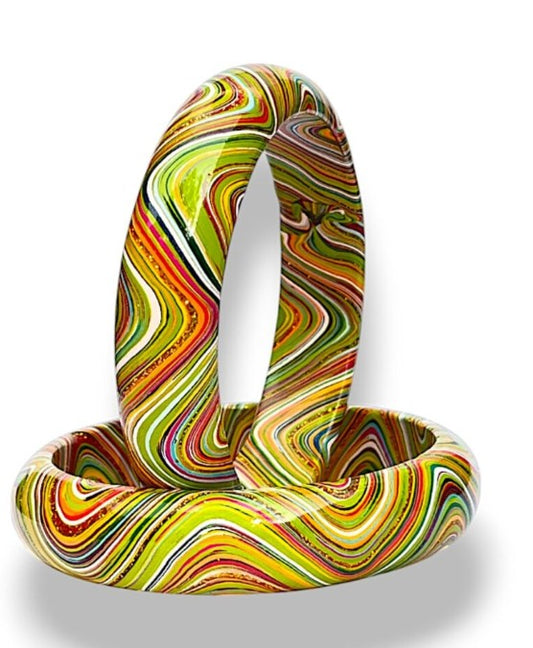 LuxuryGlow Lac Bangles SparkleWave Luxe – Handcrafted with Vibrant Colors & 18K Gold Sparkle |