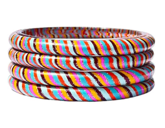 LuxuryGlow Glass Bangles Leheriya Design Handmade Glass Bangles by – Traditional Lac Ki Chudiyan from Jaipur