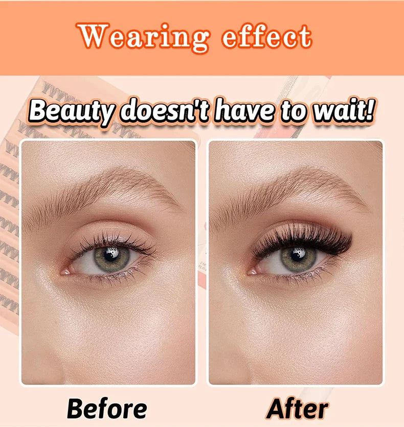 مجموعة رموش JPNPL MJ Lashes 40D DIY لتمديد الرموش - 120 قطعة من عناقيد المنك الصناعي على شكل حرف D