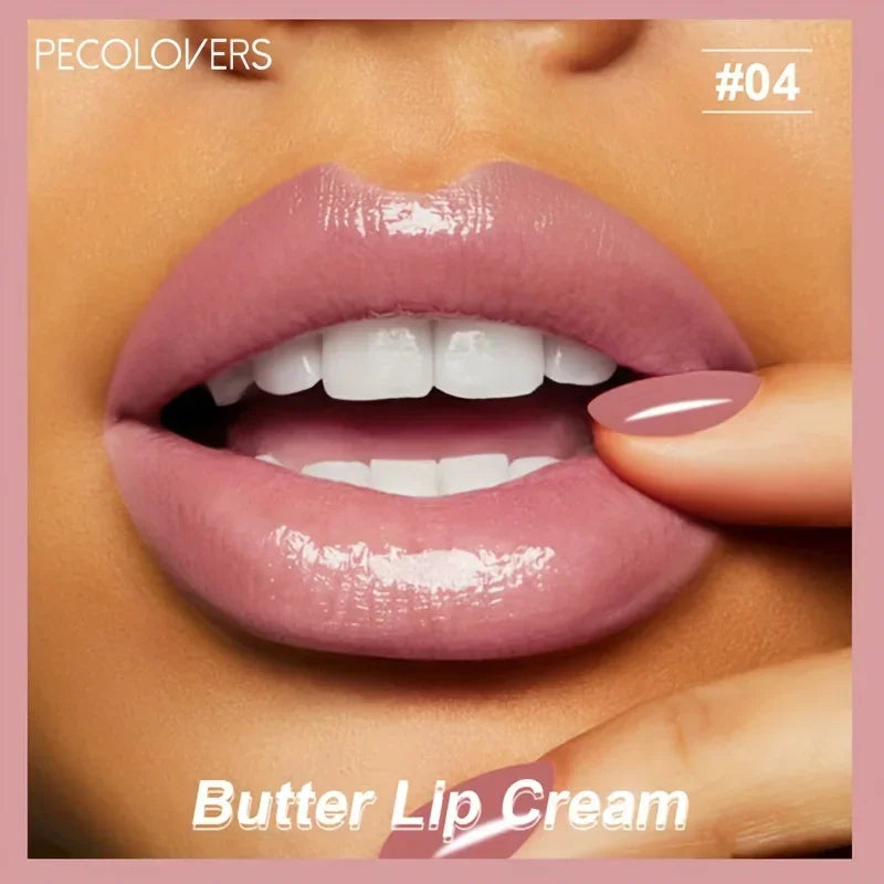Brillo de labios LuxuryGlow Butter Gloss no pegajoso: brillo nude hidratante de larga duración