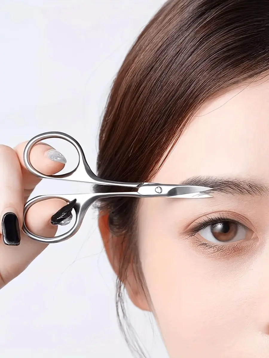 YMOLGA Stainless Steel Precision Eyebrow & Facial Hair Scissors – Unisex Grooming Tool