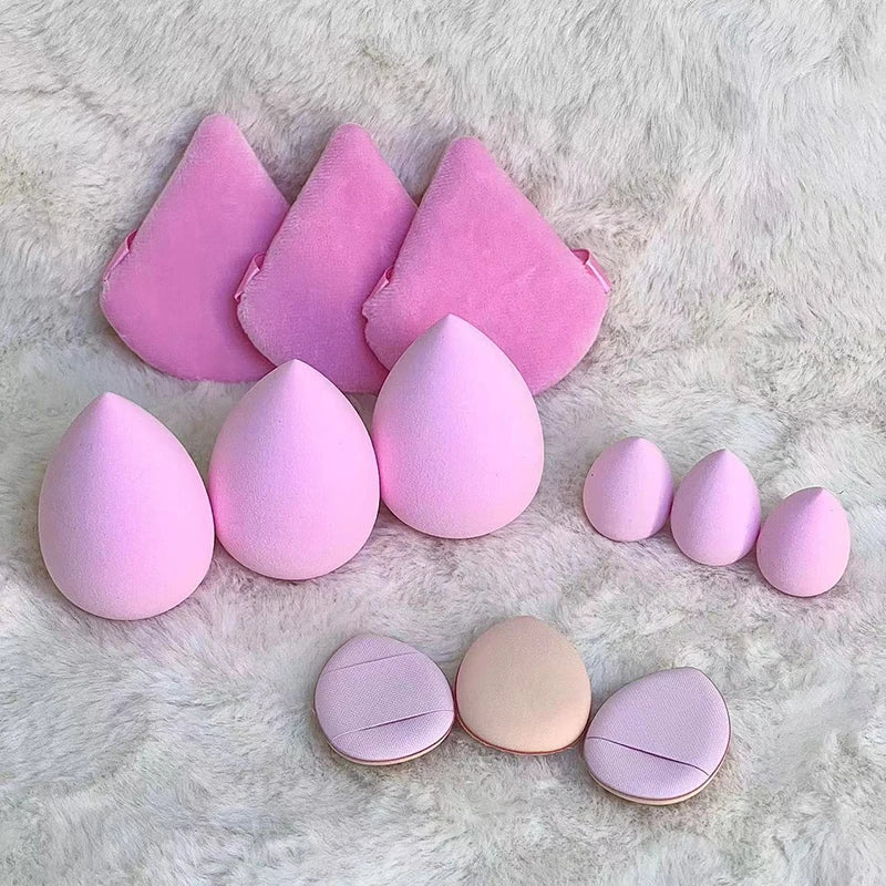 LuxuryGlow - Juego de 12 mini borlas para polvos y herramientas de maquillaje: suaves esponjas de aire sin látex para polvos sueltos y base.