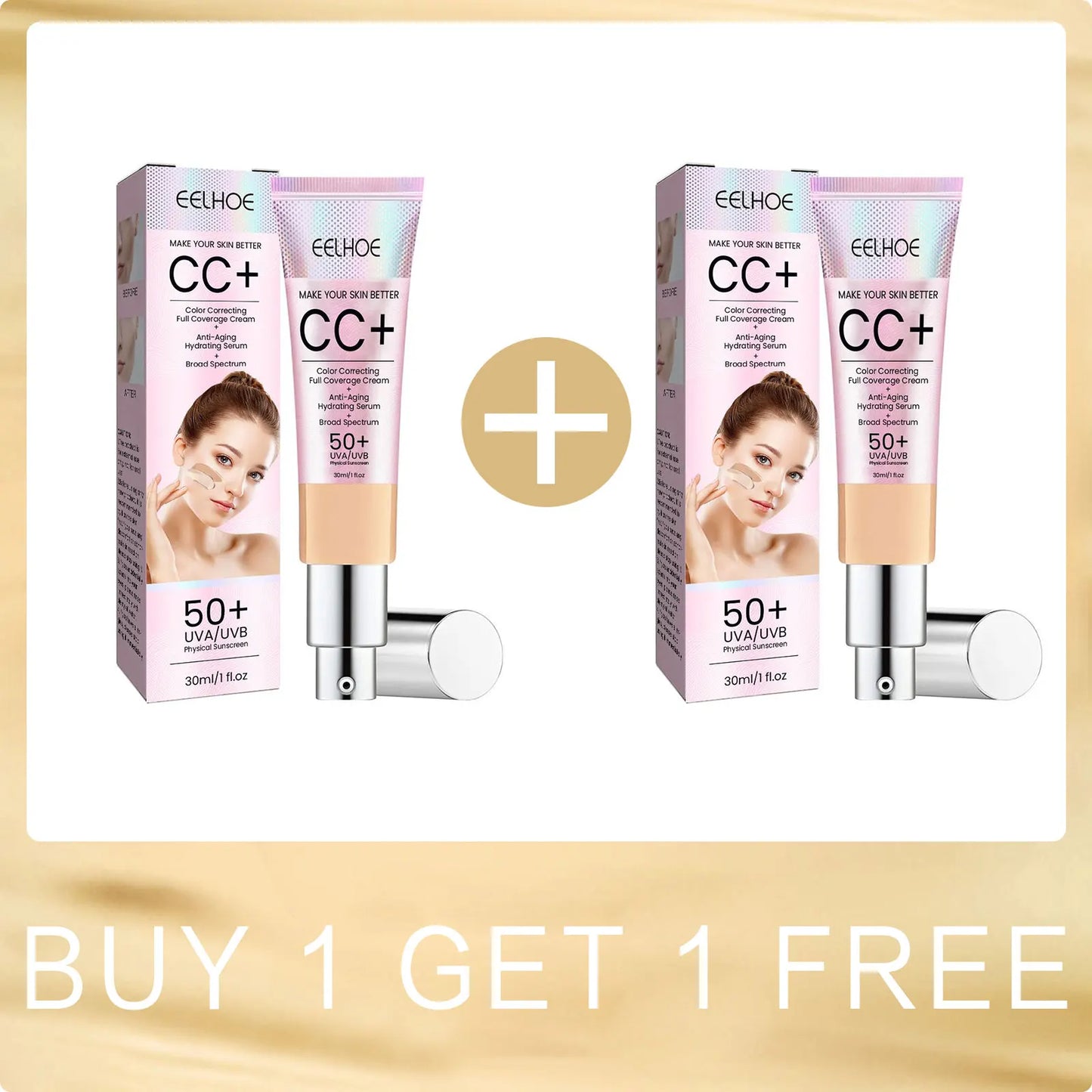Base de maquillaje CC Cream EELHOE – FPS 50, cobertura total y control de grasa