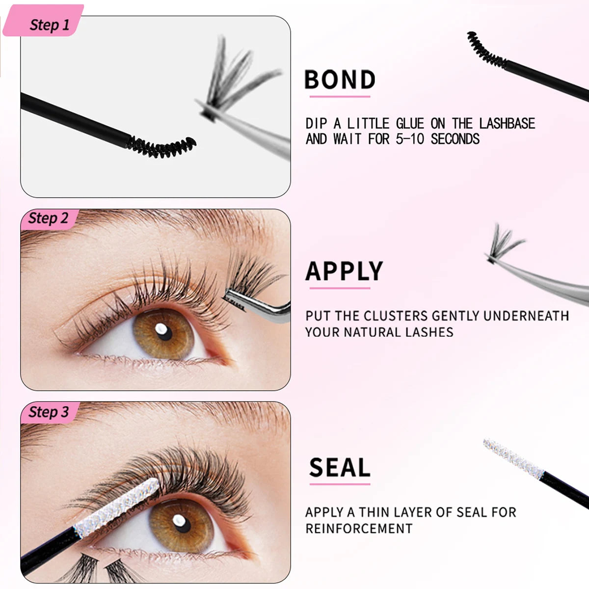 ISEEN DIY Lash Extension Kit – Mixed Lash Clusters with Bond, Remover & Tools