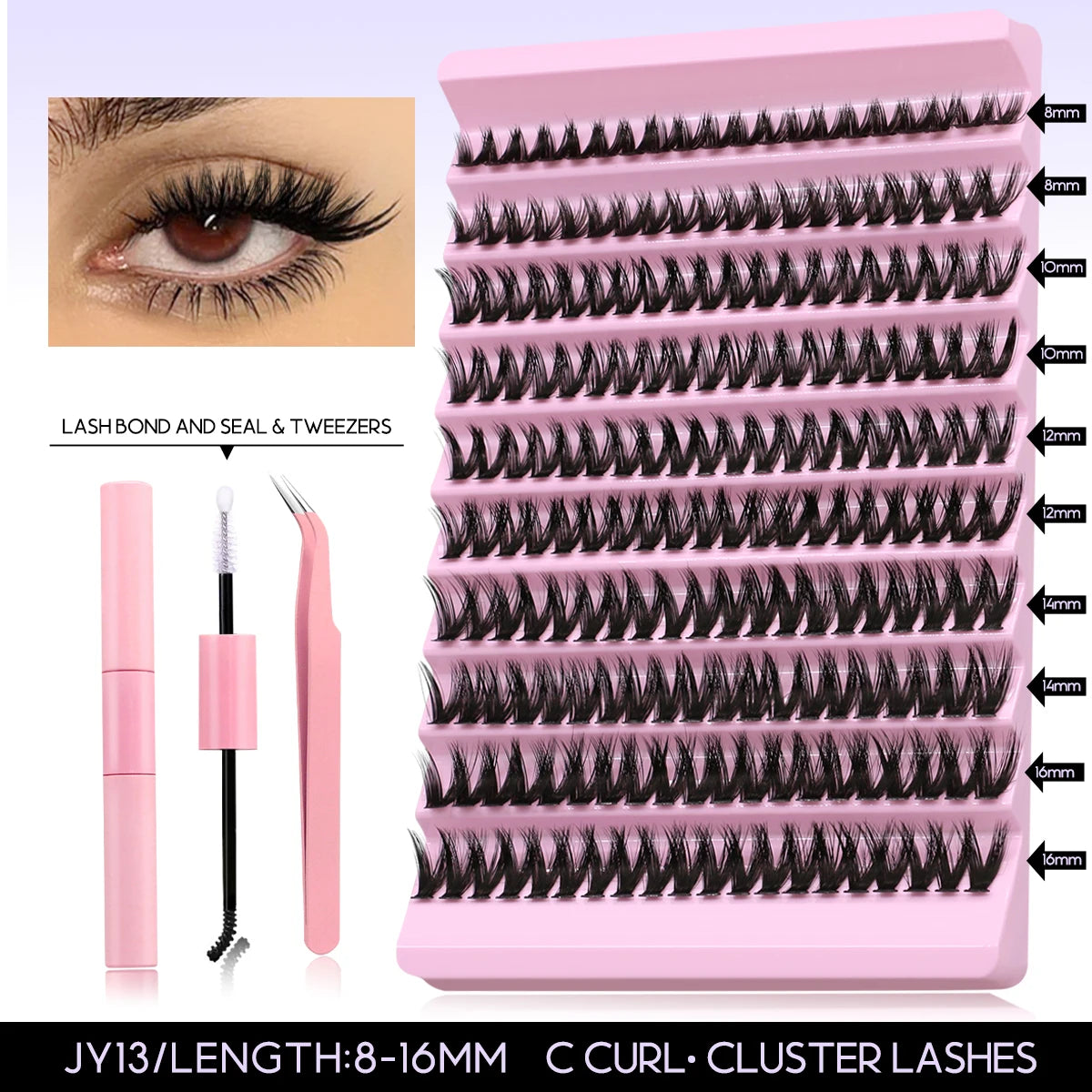 GROINNEYA DIY Lash Extension Kit – Individual Cluster Lashes with Glue & Remover (Natural Look)