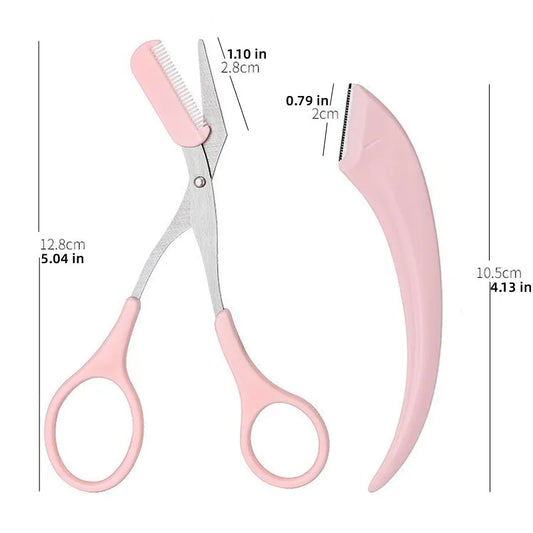 Juego de recortador de cejas curvo de 3 piezas YMOLGA: maquinilla y peine para el cuidado personal de mujeres