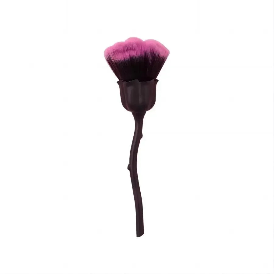 RUZOFO Black Rose Shaped Loose Powder Makeup Brush – Soft Face & Nail Dust Tool