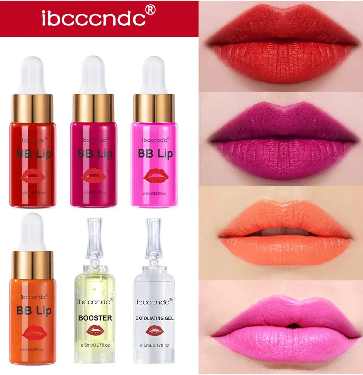 ibcccndc BB Lips Ampoule Serum Starter Kit – Semi-Permanent Gloss & Lip Tint Set (10pcs)