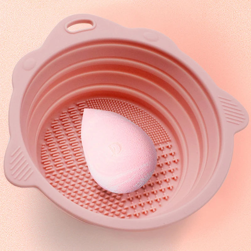SALON FASHION Makeup Brush Cleaner Set – Silicone Cleaning Bowl & Brush Holder