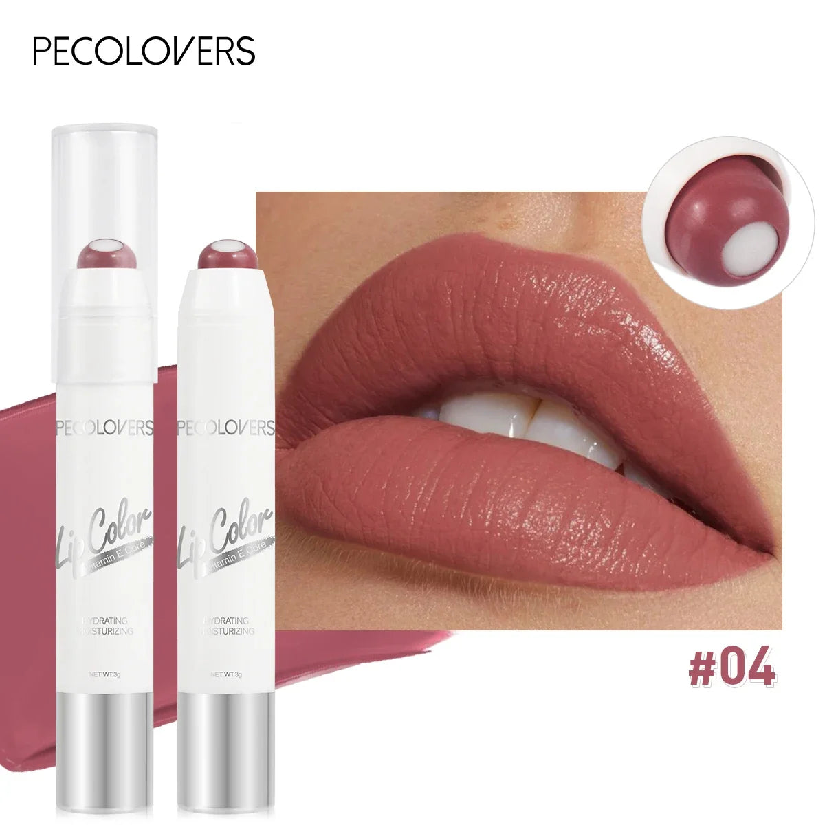 Lápiz labial mate LuxuryGlow 2 en 1 color nude y rojo: hidratante, resistente al agua y de larga duración.
