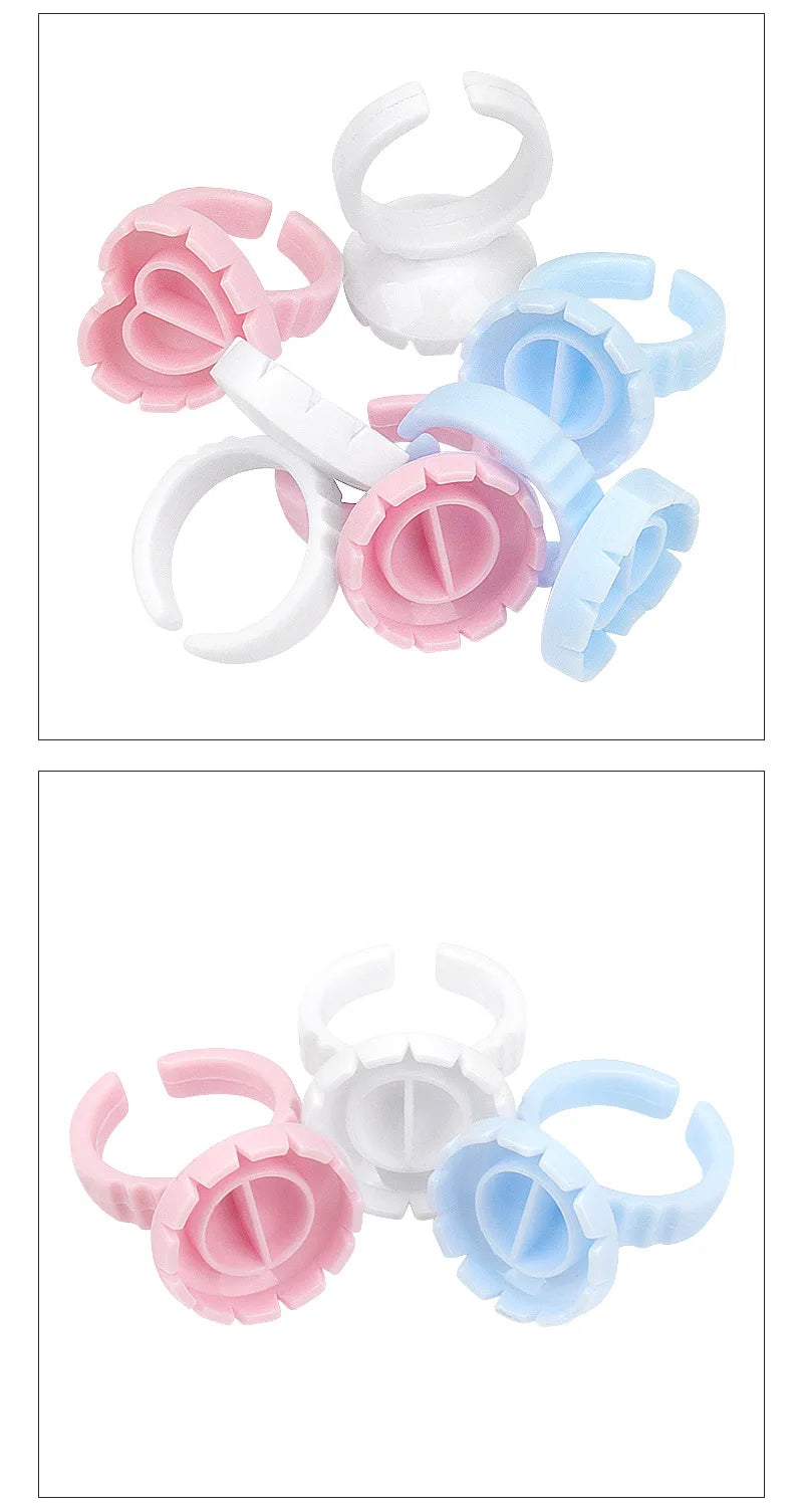 RPXBGUCKARHG 50/100PCS Disposable Eyelash Glue Ring Holders | Lash Extension Tool