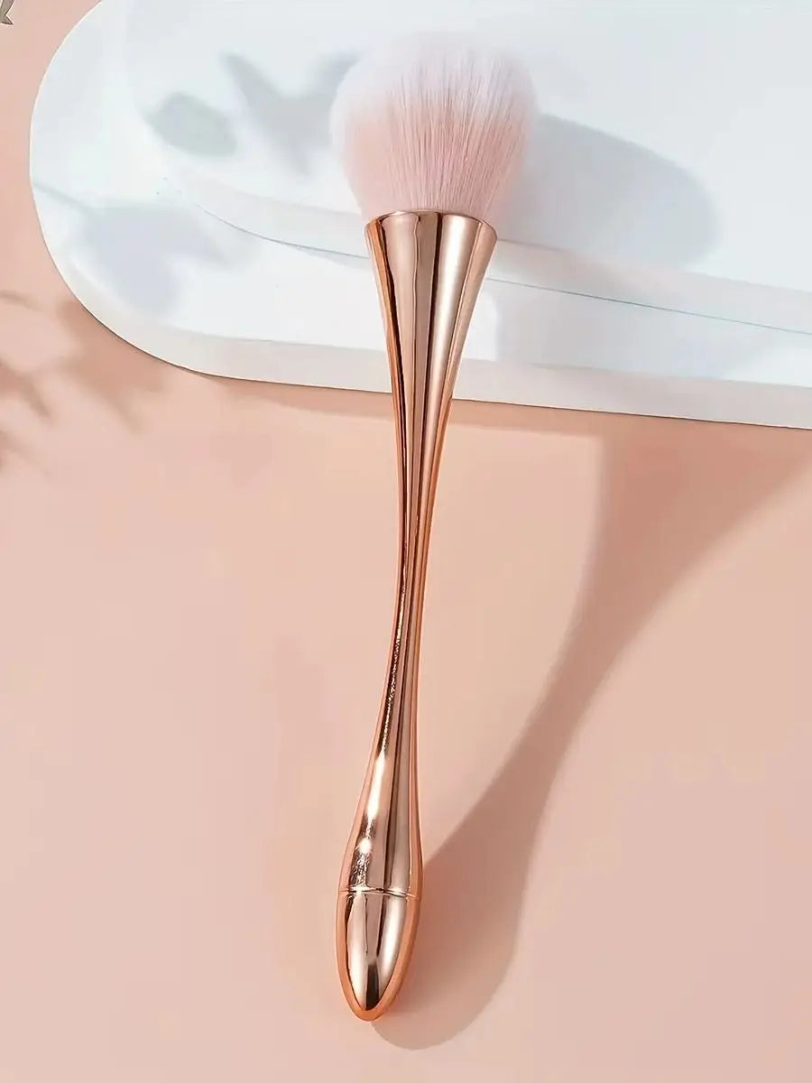 WRDEW Rose Gold Fan Makeup Brush – Soft Blush, Highlight & Powder Brush