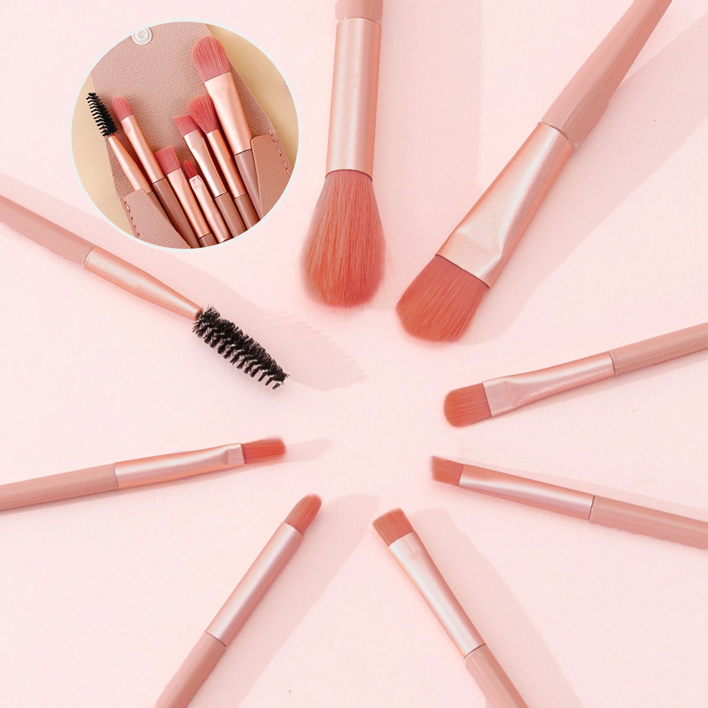 LuxuryGlow 8PCS Soft Makeup Brush Set | Kabuki Foundation, Blush & Eyeshadow