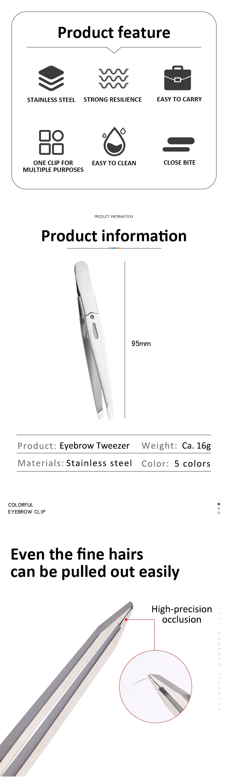 LuxuryGlow Stainless Steel Eyebrow Tweezer | Precision Slanted Tip Hair Remover Tool