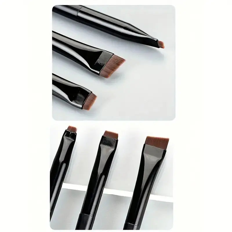 LuxuryGlow 3-Piece Eyeliner & Eyebrow Brush Set – Ultra-Fine & Flat Precision Tools