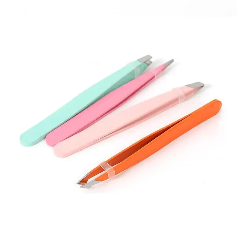 LuxuryGlow Stainless Steel Eyebrow Tweezers Set – With Leather Case for Precision Grooming