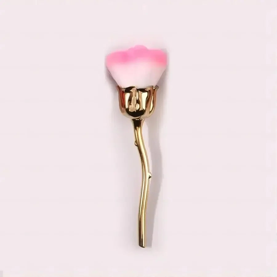 RUZOFO Black Rose Shaped Loose Powder Makeup Brush – Soft Face & Nail Dust Tool