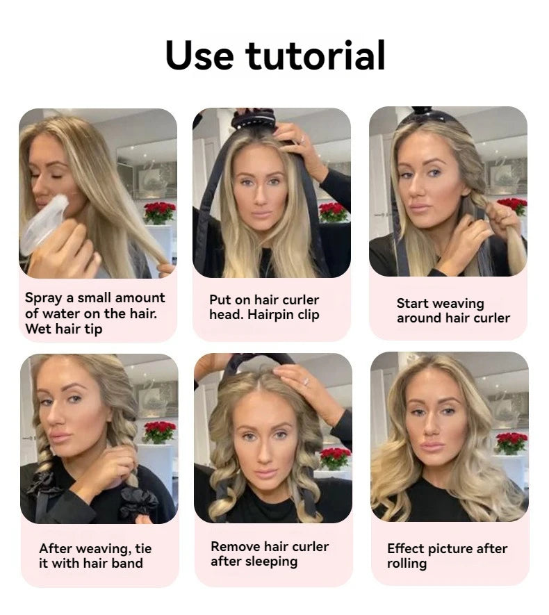 Tanyi DIY Heatless Hair Curling Headband Set – No-Heat Lazy Curler with Hairpins