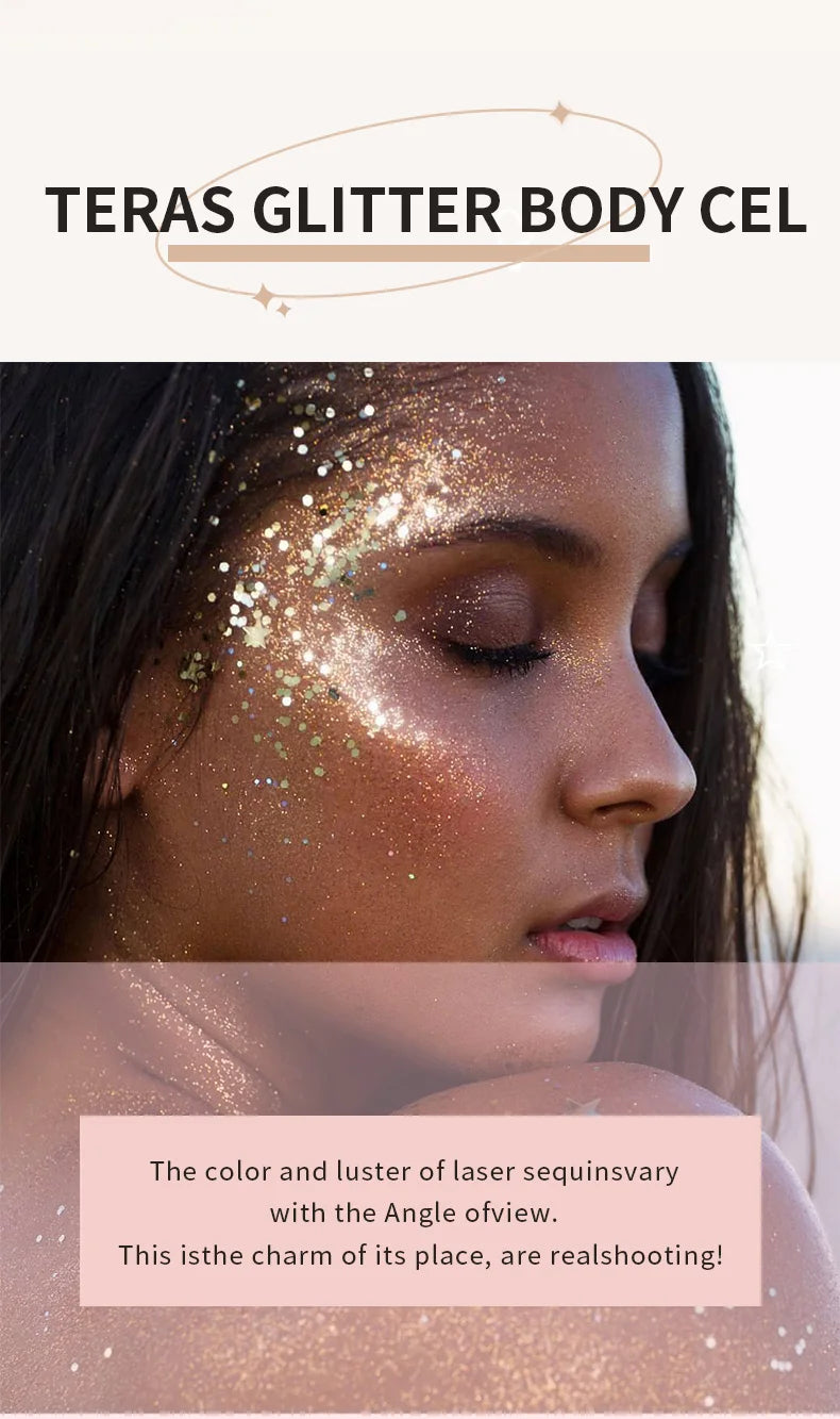 MAXFINE Full Body Glitter Gel – Long-Lasting Eye, Hair & Body Sparkle