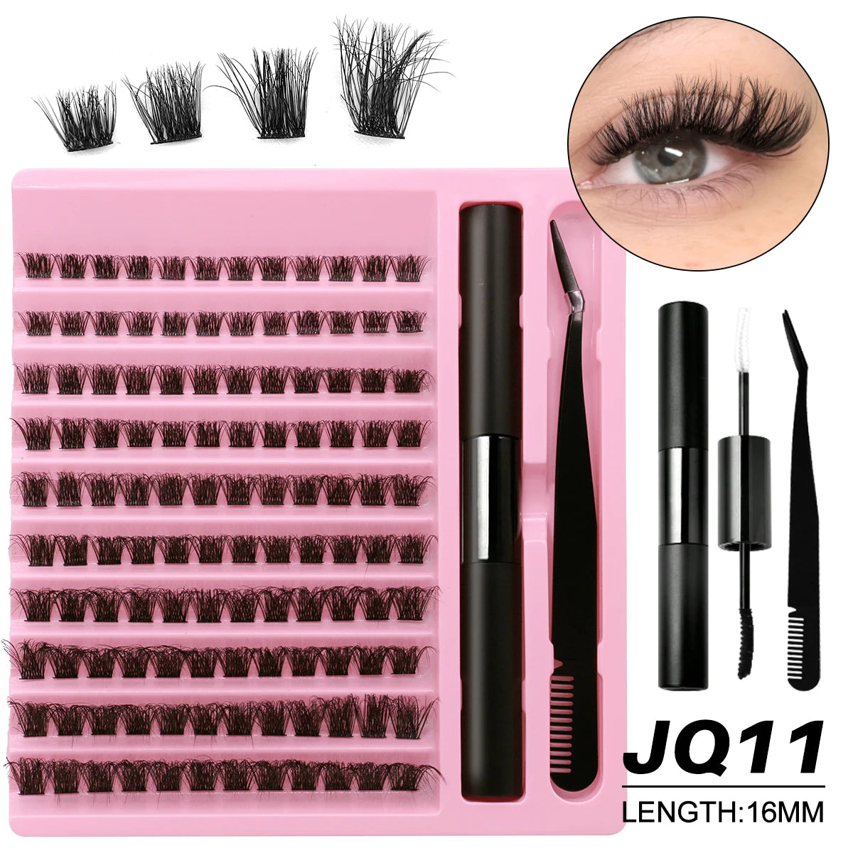 GROINNEYA DIY Lash Extension Kit – Waterproof Lash Bond & Seal with Tweezers for Salon-Quality Lash Clusters at Home