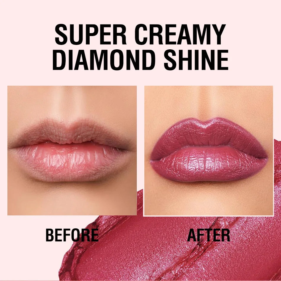 Lápiz labial perlado brillante 3 en 1 LuxuryGlow: mate, con brillo y resistente al agua