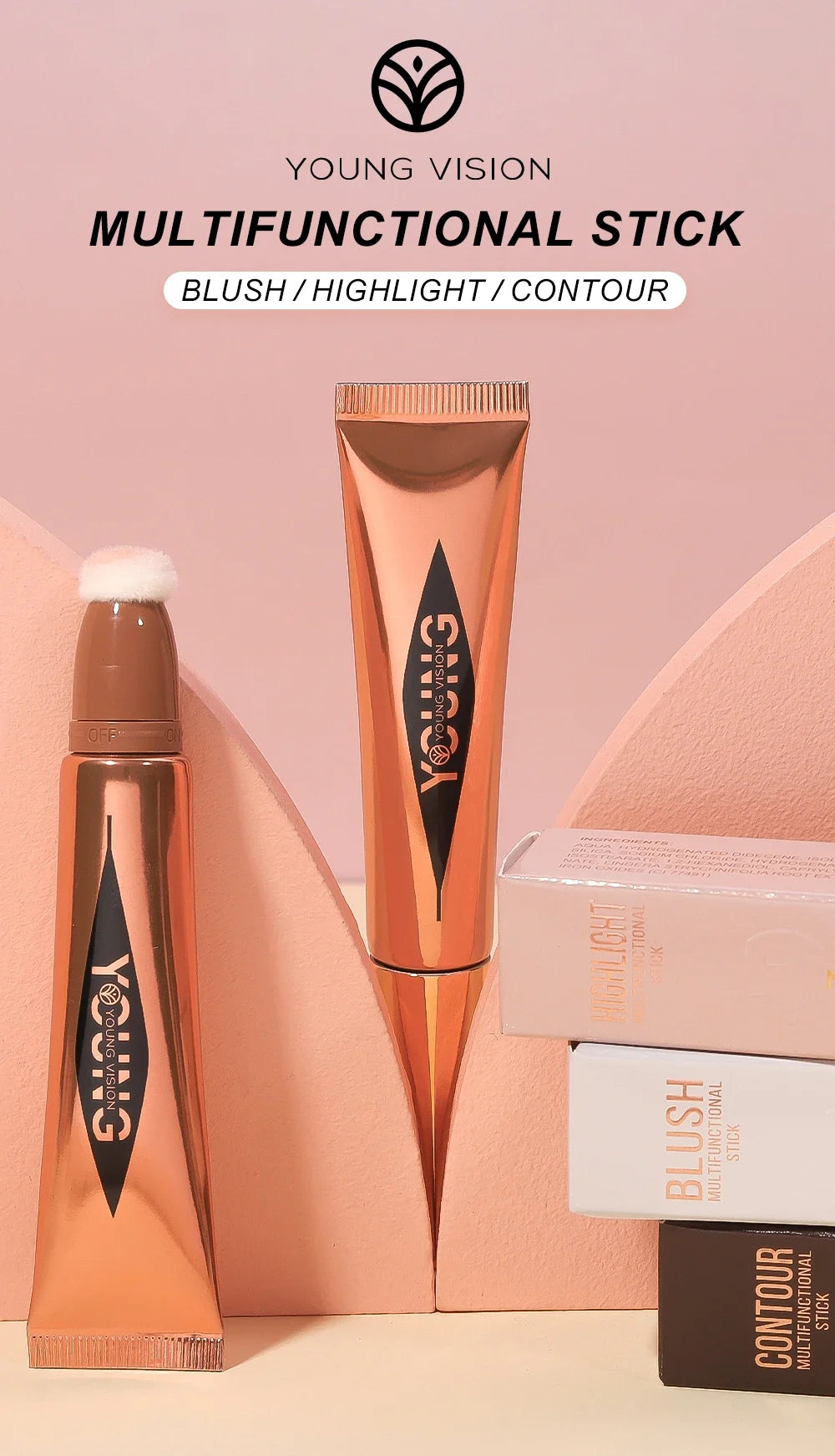 LIDORIA 4-in-1 Liquid Blush Stick – Blush, Contour, Highlight & Eyeshadow