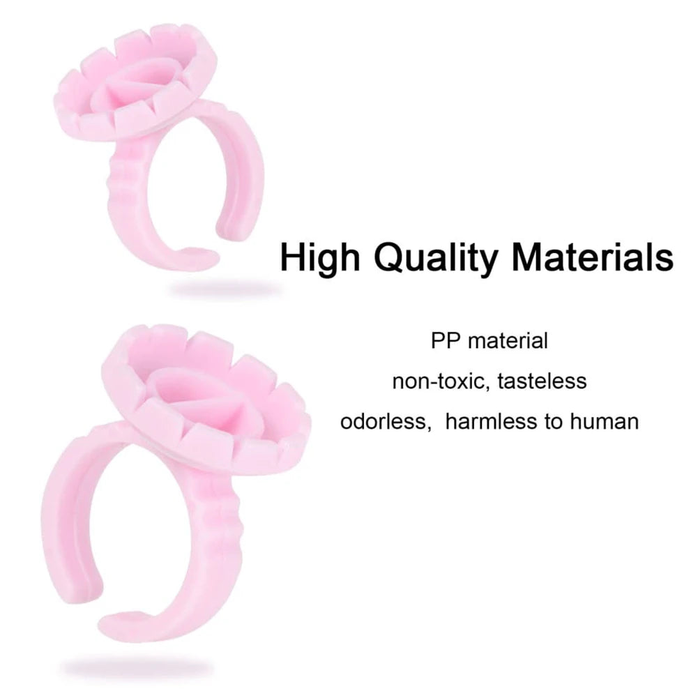 FOEONCO 100PCS Disposable Eyelash Glue Rings for Lash Extension & Tattoo Ink