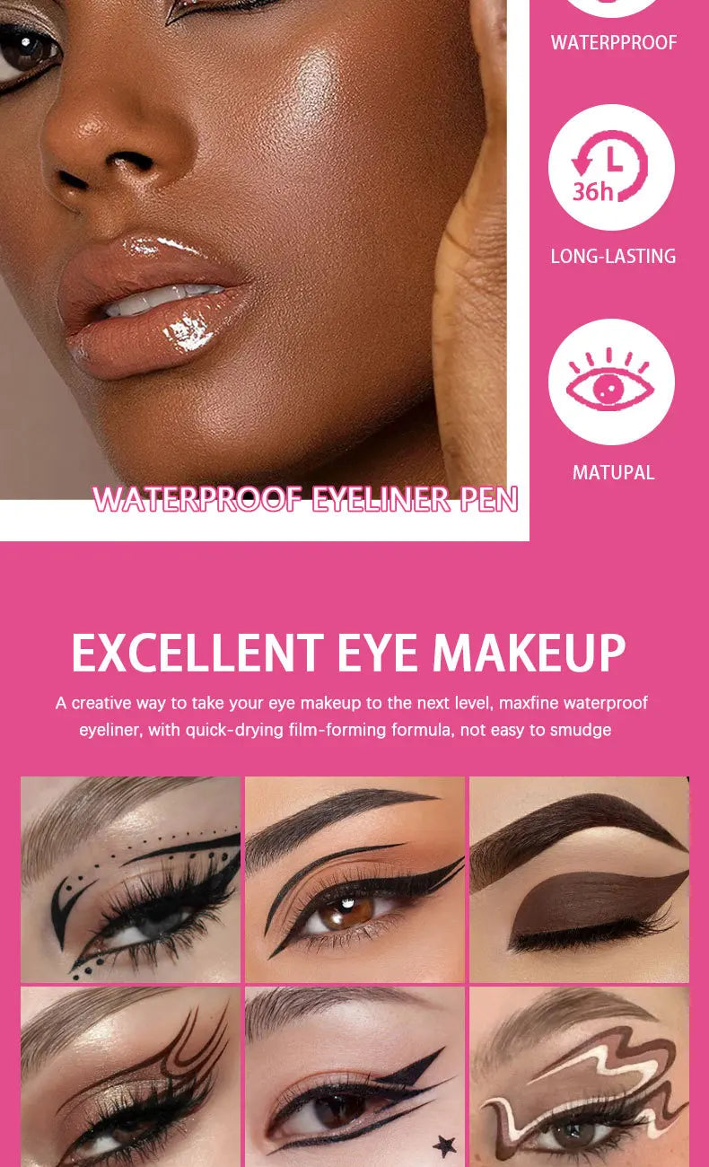MAXFINE Waterproof Liquid Eyeliner – Long Lasting, Smudge-Proof & Quick Dry Formula